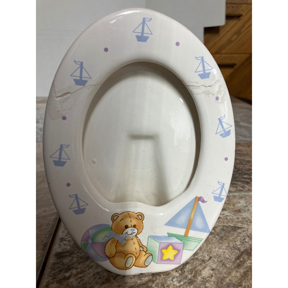 Russ Berrie Four Seasons Ceramic Teddy Bear Sailboat Nursery Picture Frame 4326
